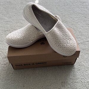 Clarks Women's Cream Perforated Loafers